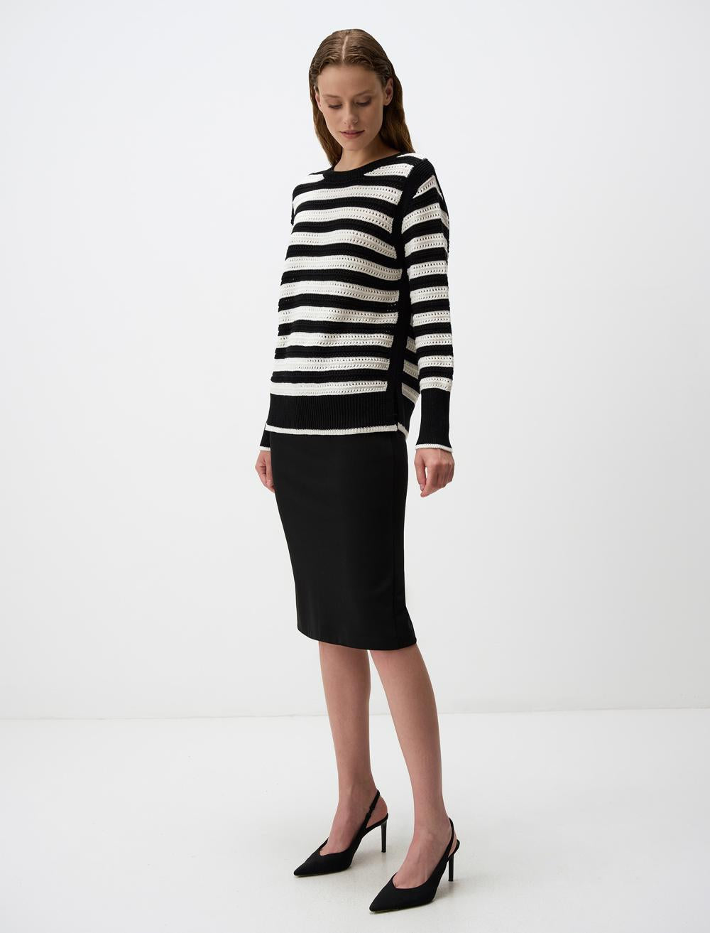 High Waist Slim Fit Midi Skirt