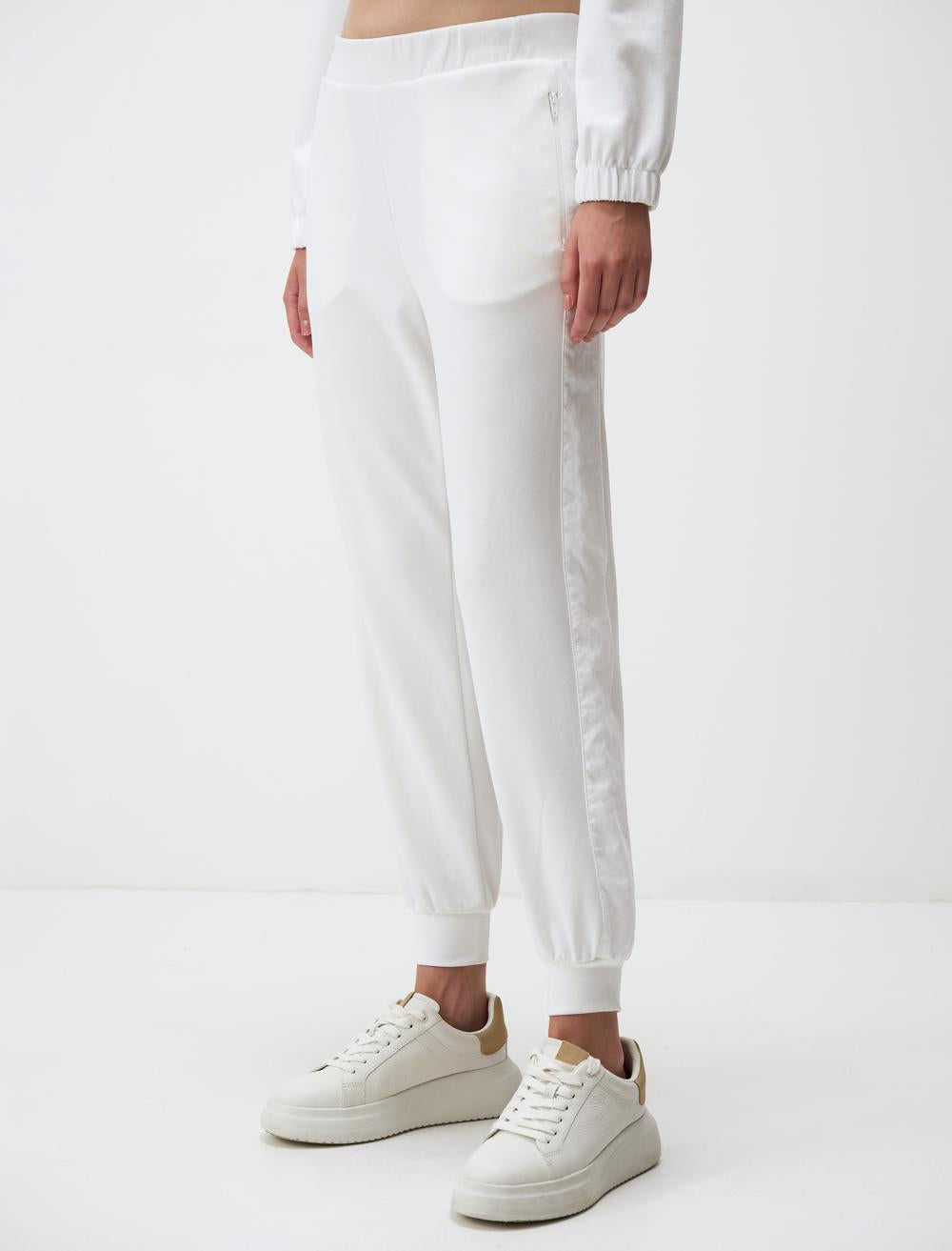 High Waist Slim Leg Pants - White