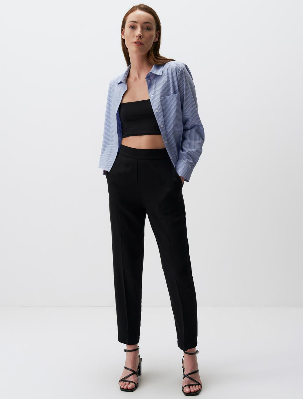 High Waist Woven Pocket Pants