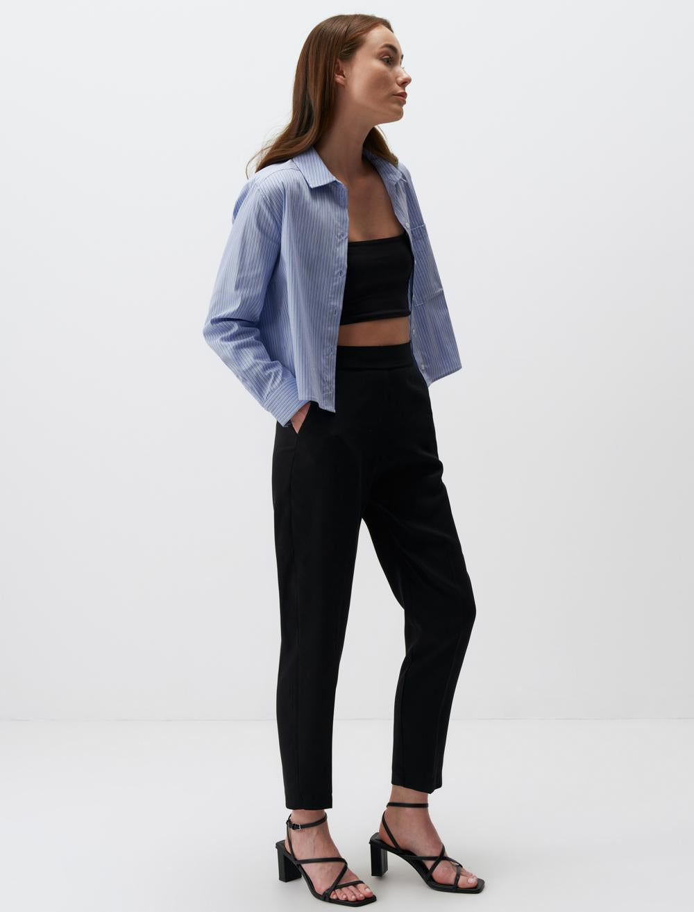 High Waist Woven Pocket Pants - 24SP055689