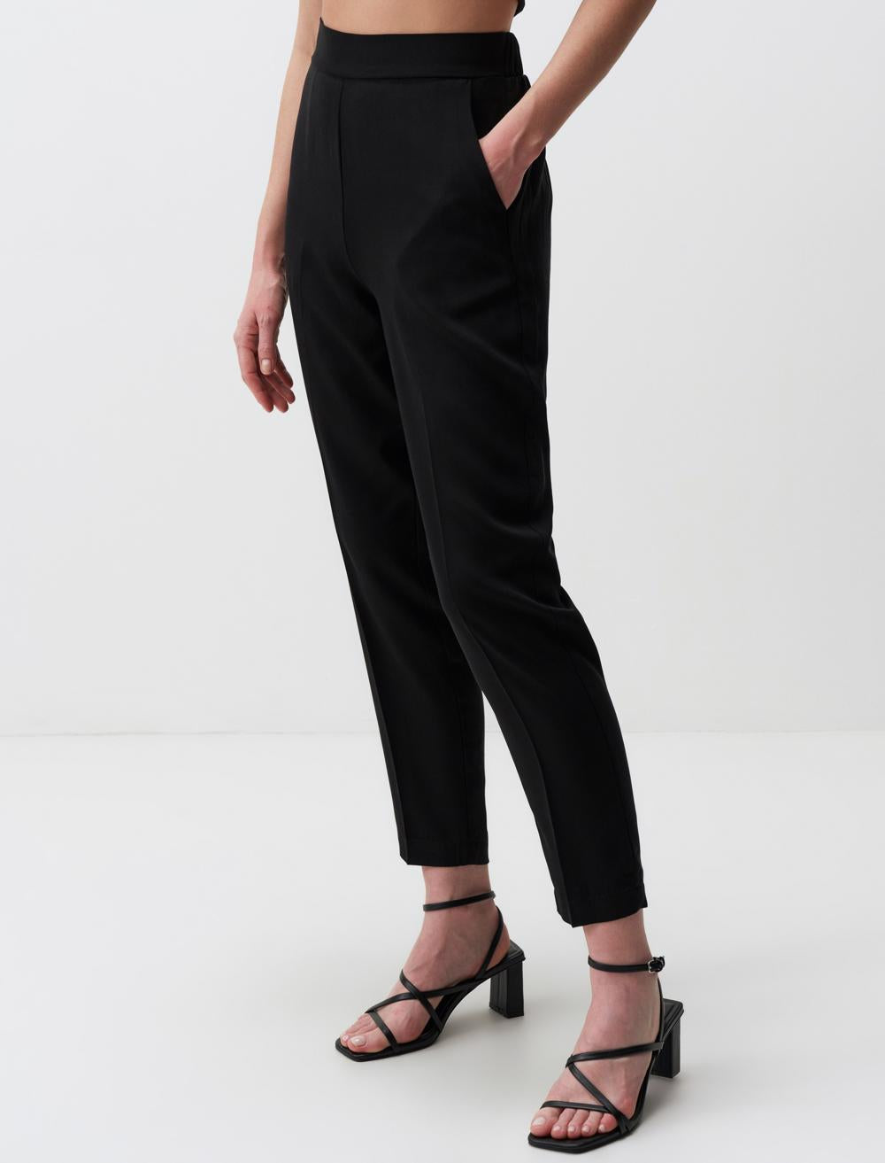 High Waist Woven Pocket Pants - 24SP055689