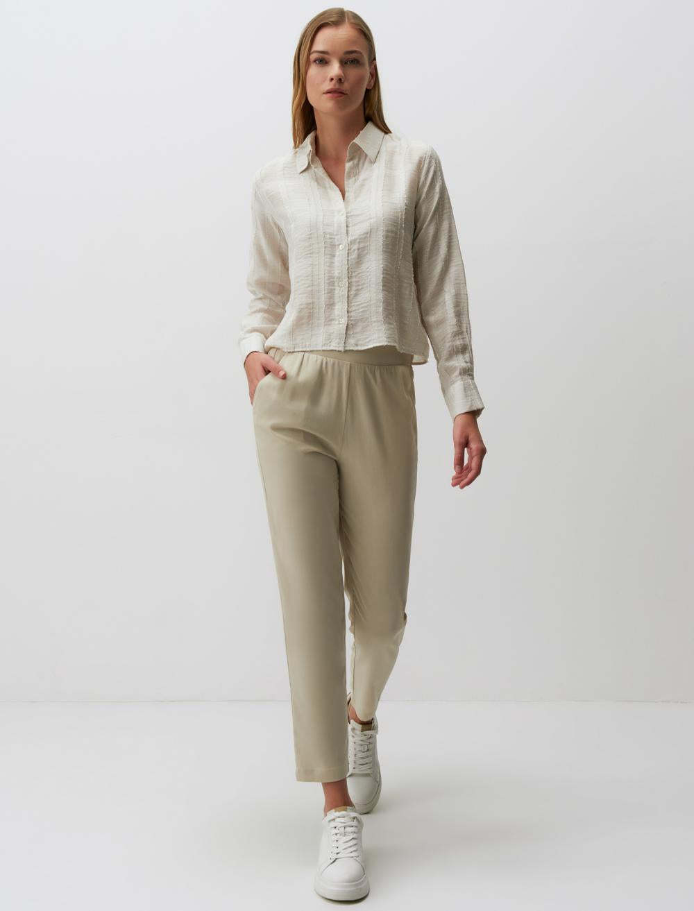 High Waist Woven Pocket Pants - 24SP055689
