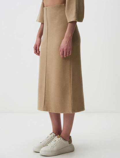 High Waist Straight Cut Midi Skirt