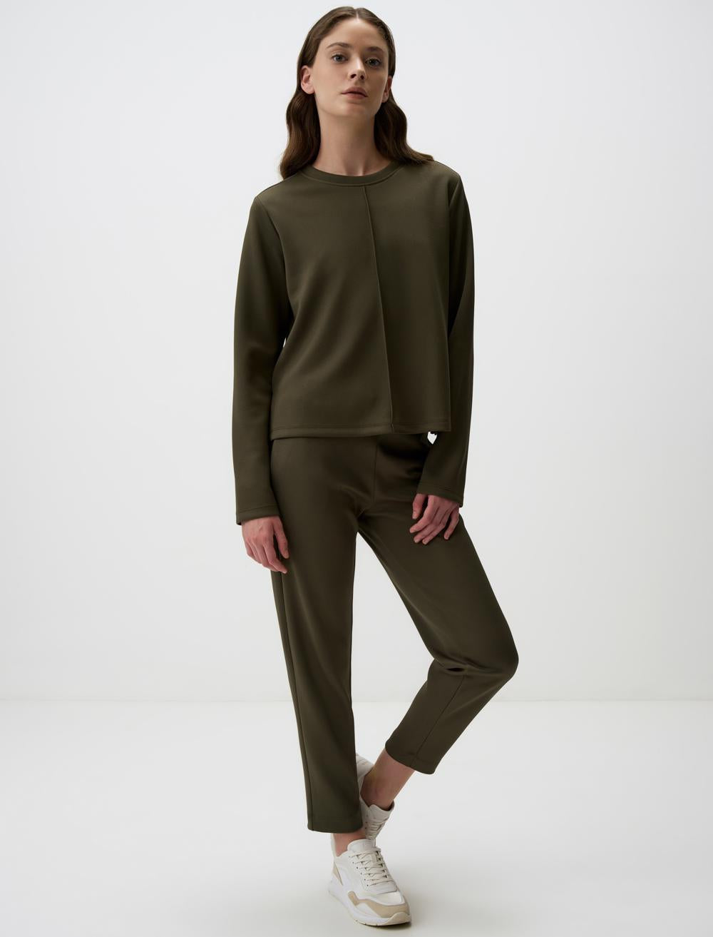 High Waist Regular Leg Knitted Pants