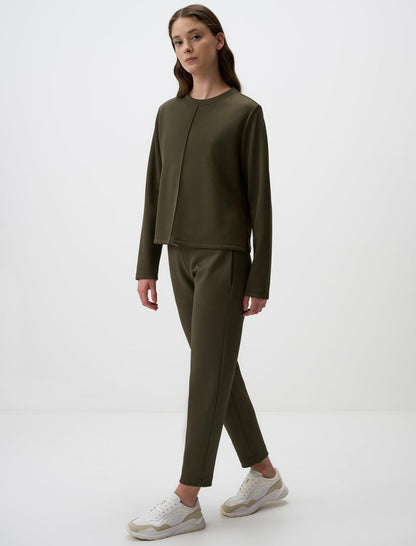 High Waist Regular Leg Knitted Pants