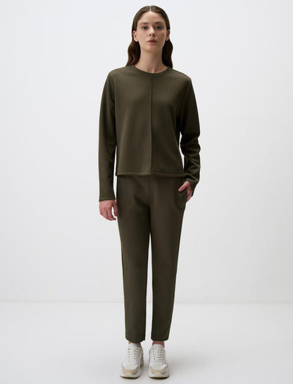 High Waist Regular Leg Knitted Pants