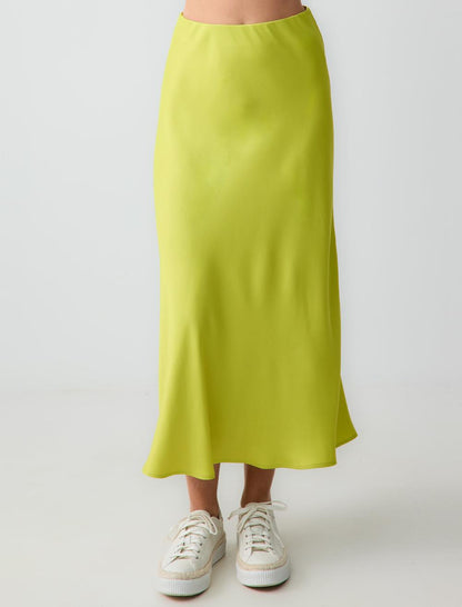 High Waist Midi Satin Skirt