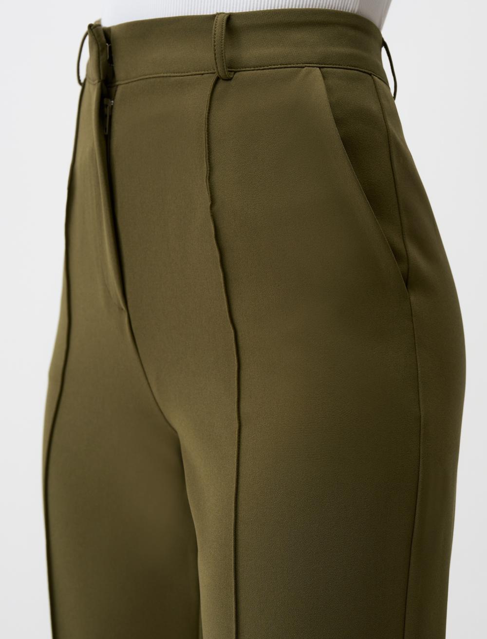 High Waist Regular Leg Woven Fabric Pants