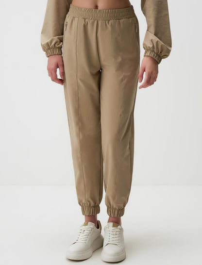 High Waist Jogger Pants with Elastic Cuffs