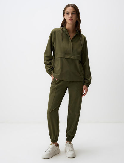 High Waist Jogger Pants with Elasticized Cuffs