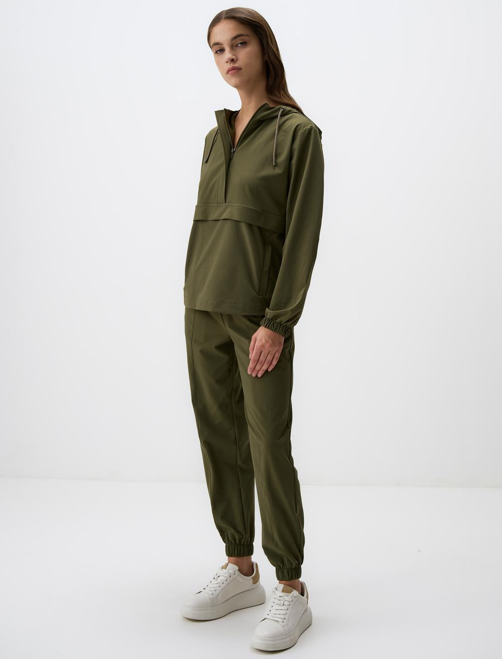 High Waist Jogger Pants with Elasticized Cuffs