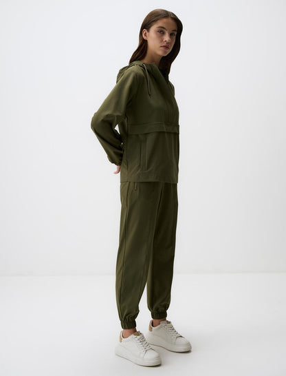 High Waist Jogger Pants with Elasticized Cuffs