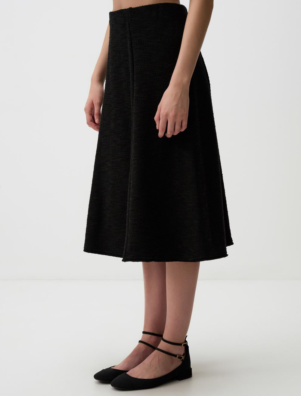 High Waist Relaxed Fit Knitted Midi Skirt