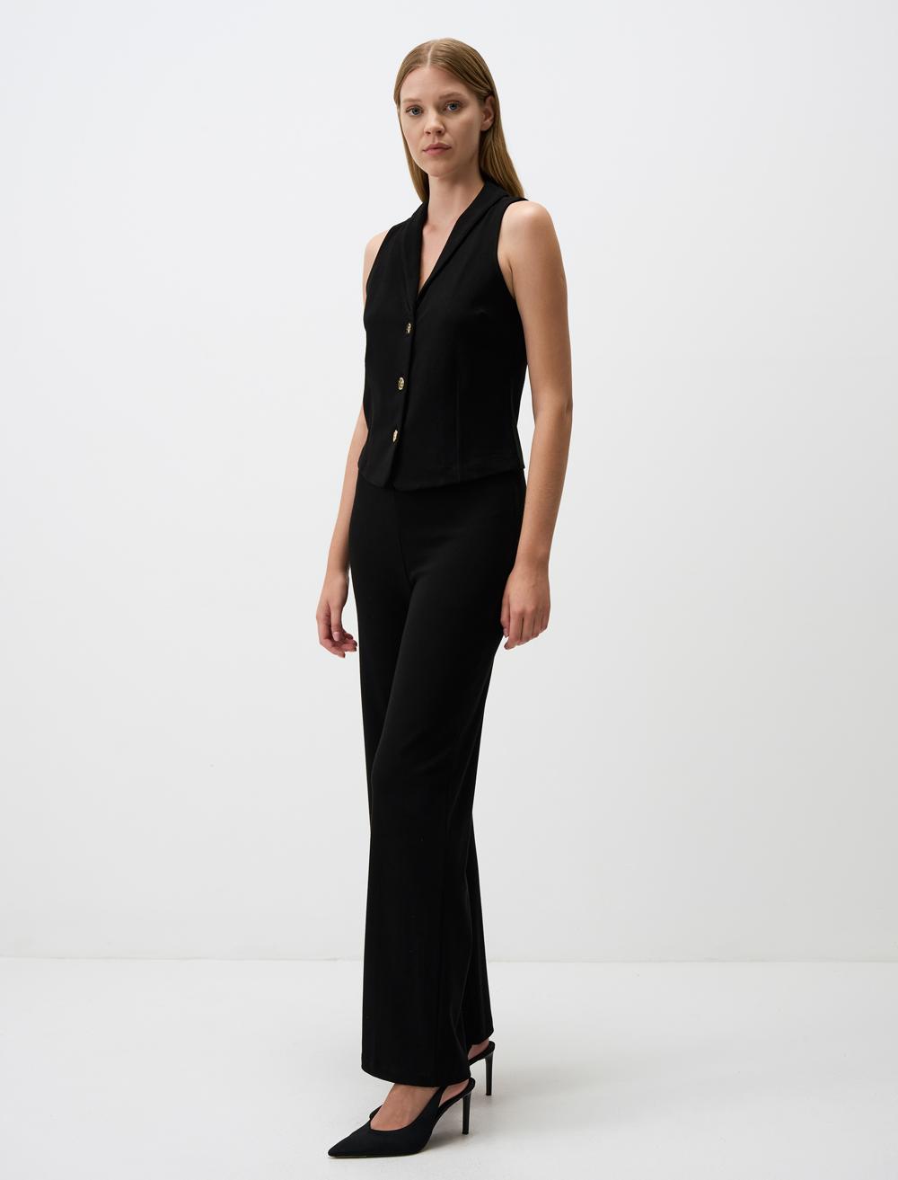 High Waist Relaxed Fit Knitted Pants