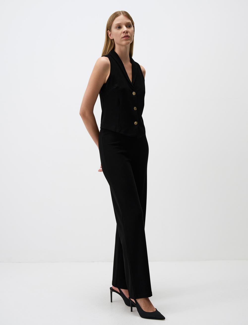 High Waist Relaxed Fit Knitted Pants