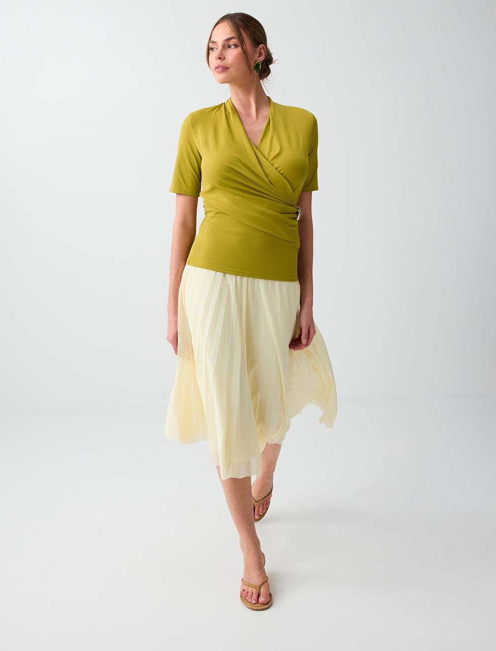 Loose Fit Skirt - Light Yellow - 6SW075686206
