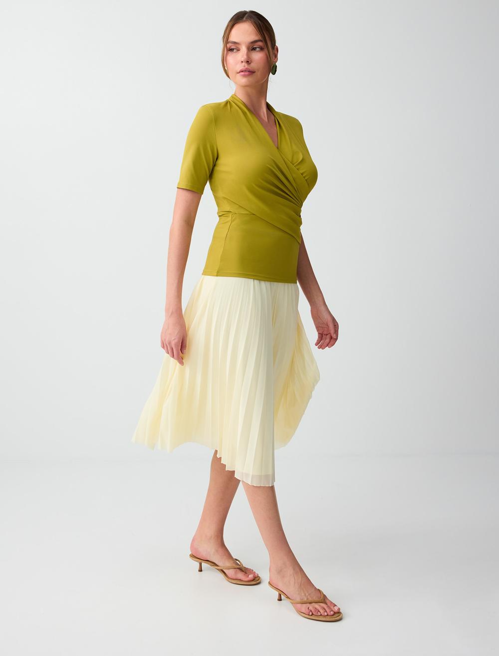 Loose Fit Skirt - Light Yellow - 6SW075686206