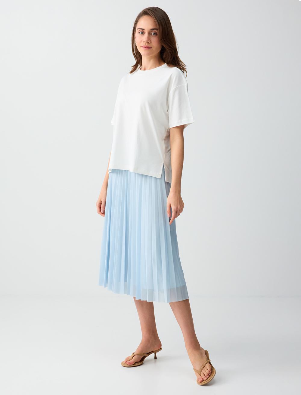 Loose Fit Skirt - Light Blue - 6SW075686405