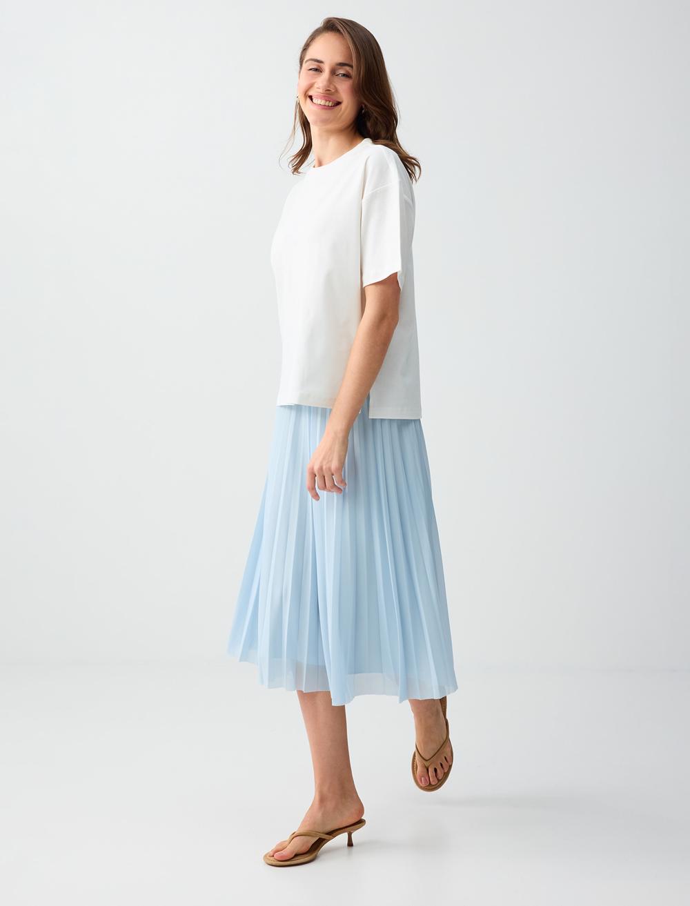 Loose Fit Skirt - Light Blue - 6SW075686405