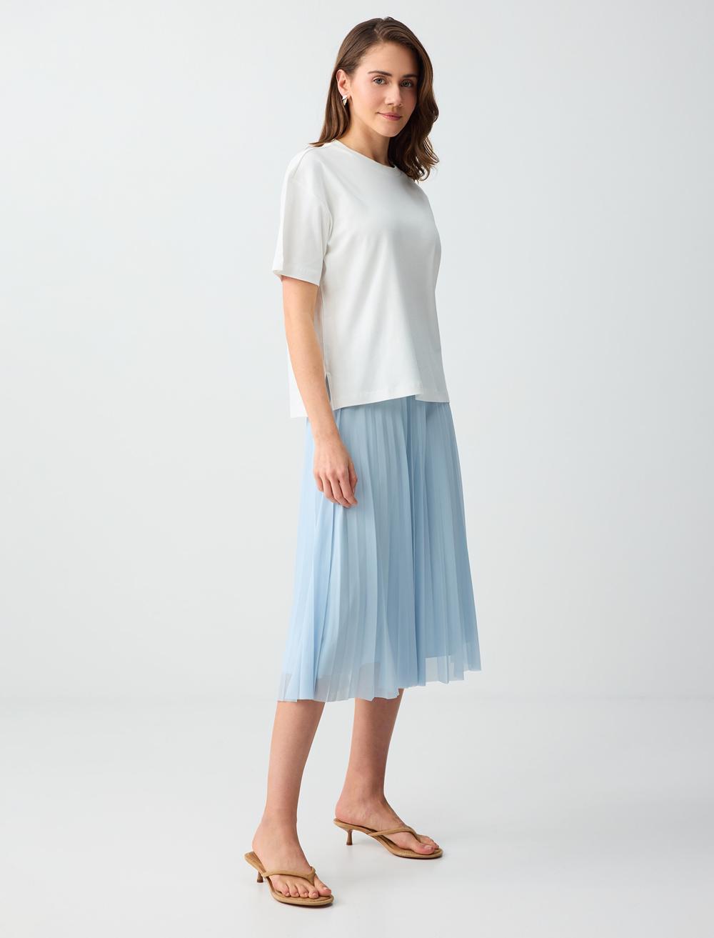 Loose Fit Skirt - Light Blue - 6SW075686405