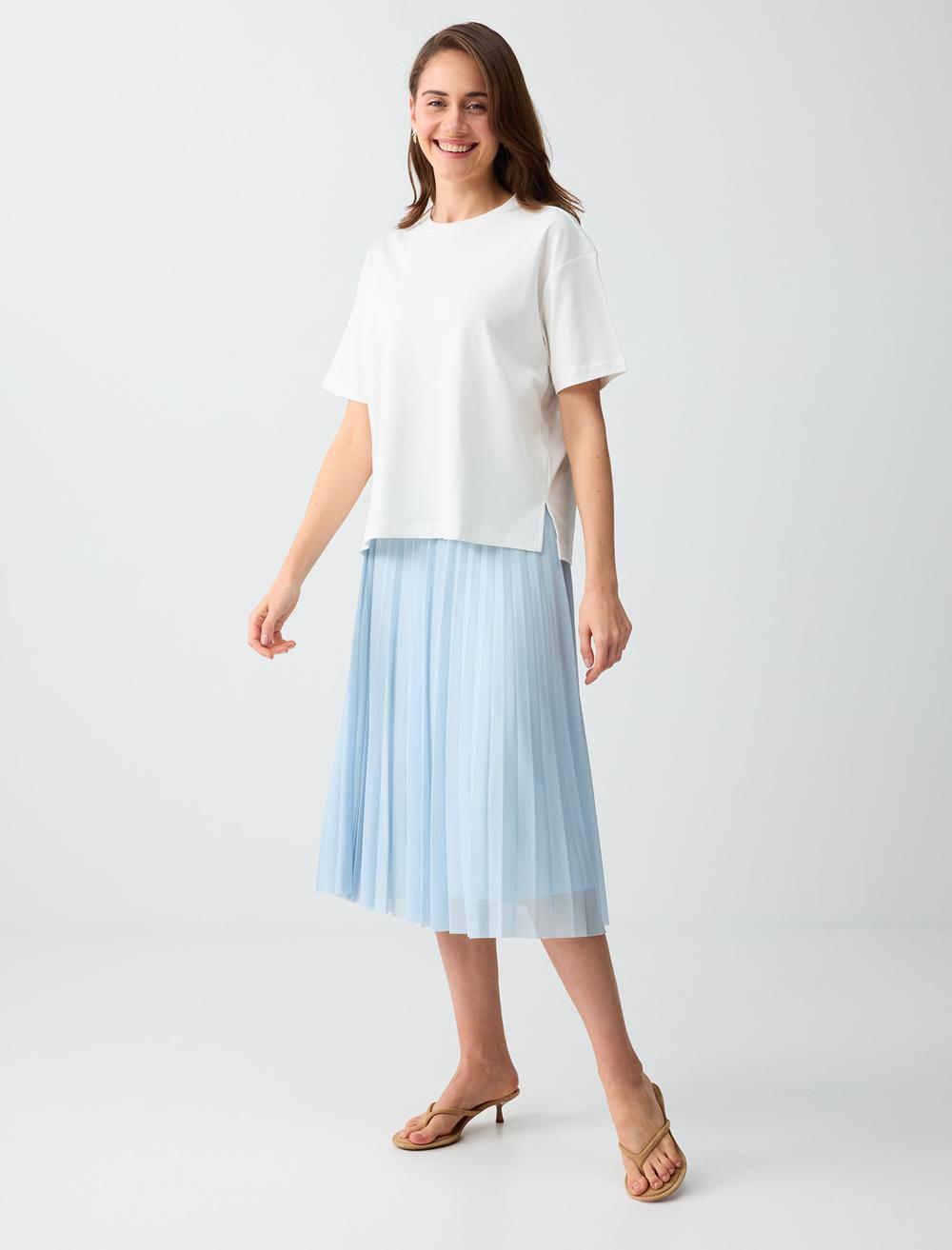 Loose Fit Skirt - Light Blue - 6SW075686405