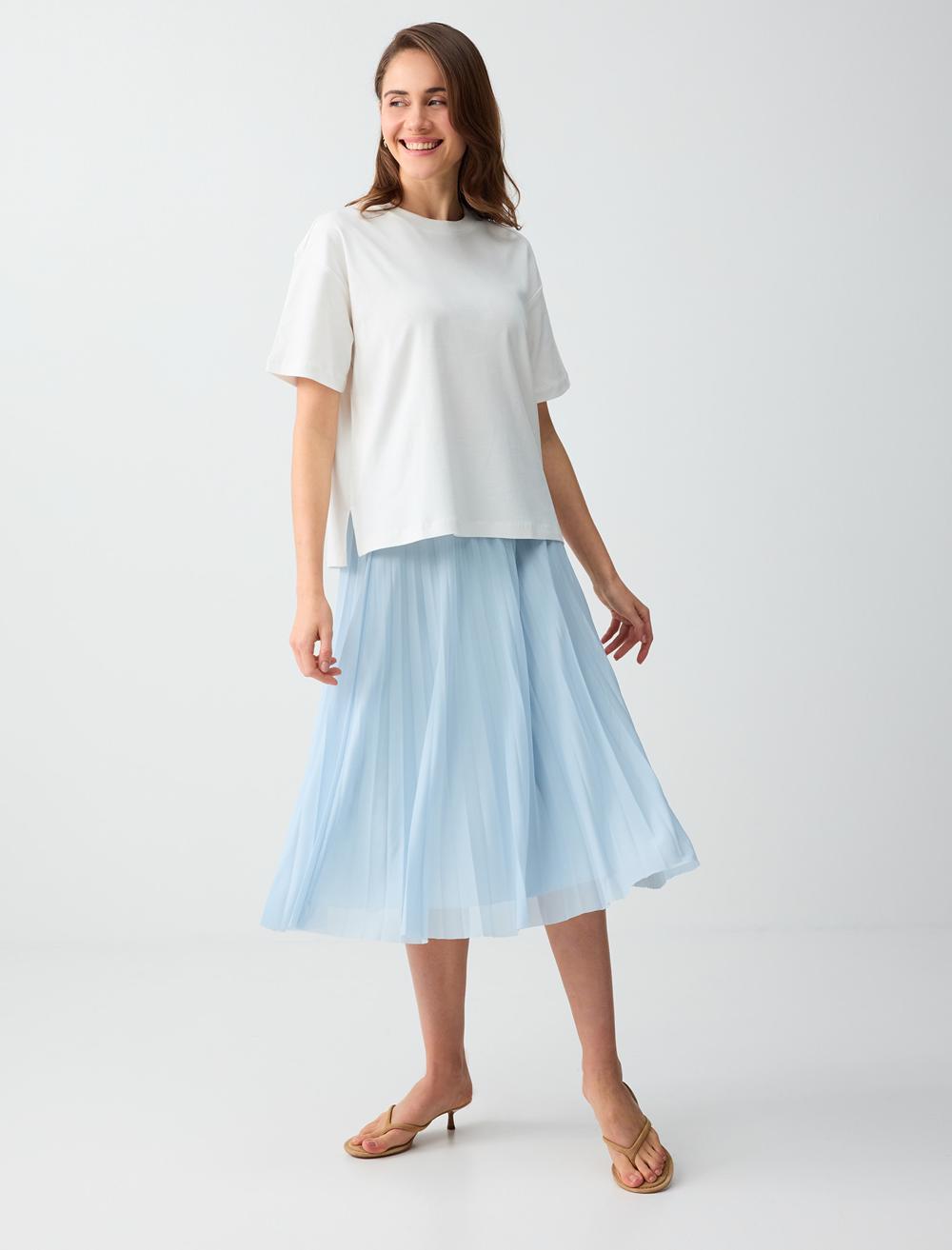 Loose Fit Skirt - Light Blue - 6SW075686405