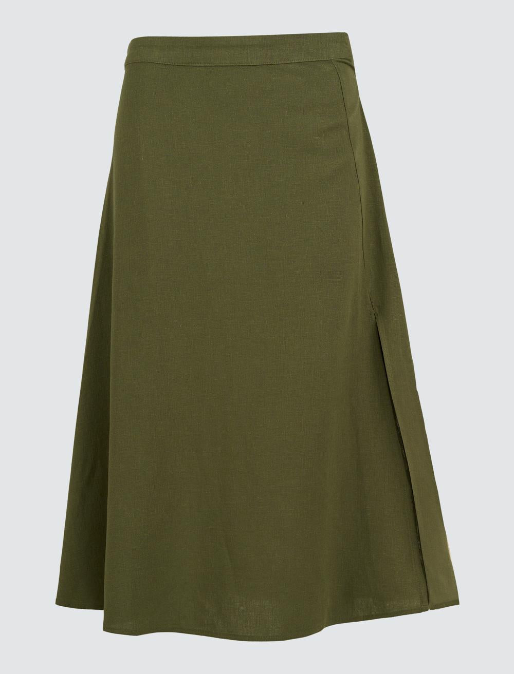 Straight Fit High Waist Floral Midi Linen Skirt - 24SF1003