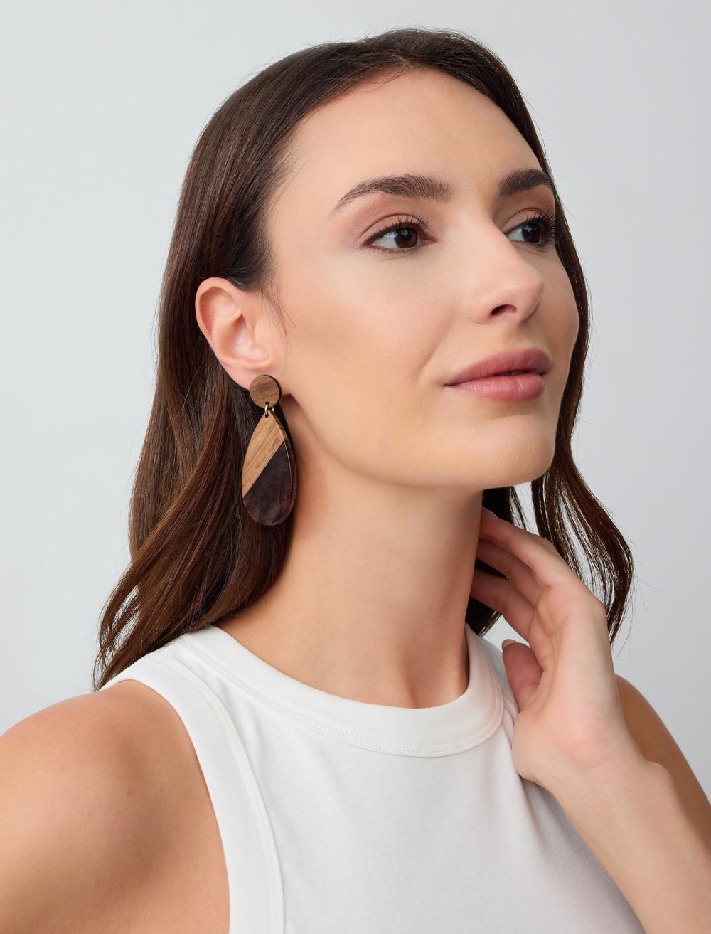 Round Figurative Wooden Earrings