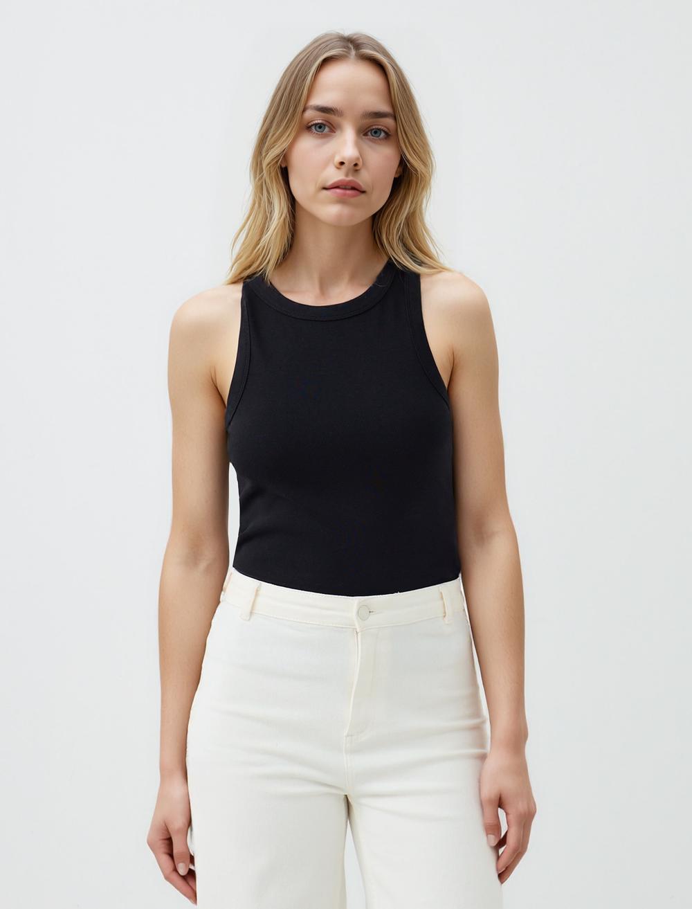 Slim Fit Crew Neck Sleeveless-Sleeve Singlet - 5SW013867
