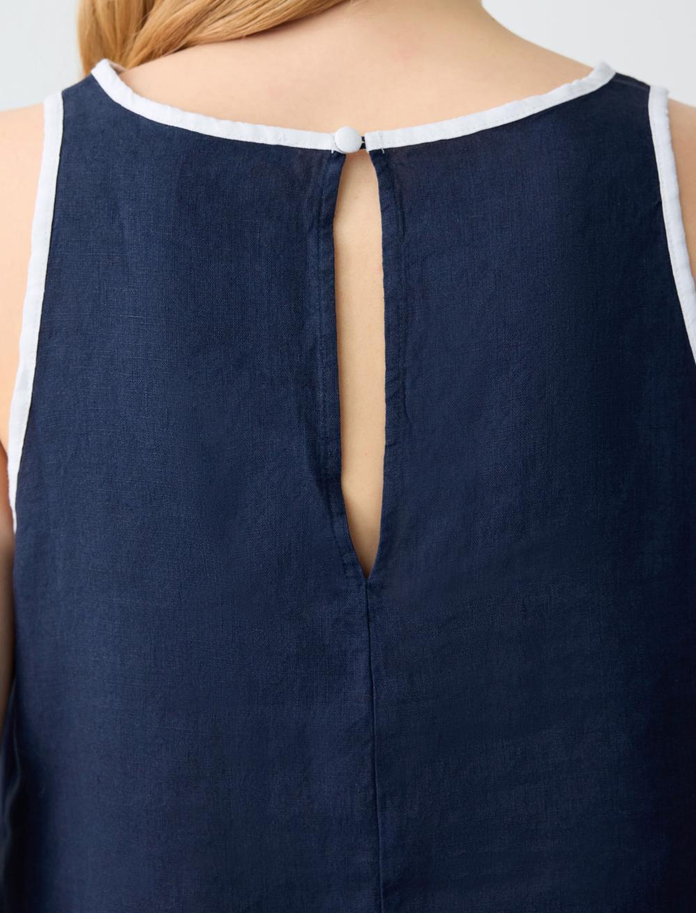 Crew Neck Sleeveless-Sleeve Blouse - 5SW032942