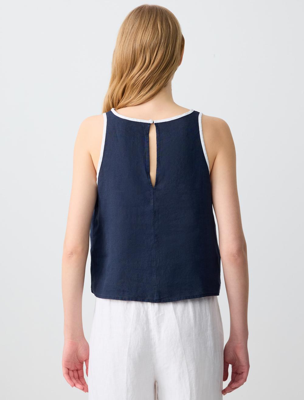 Crew Neck Sleeveless-Sleeve Blouse - 5SW032942