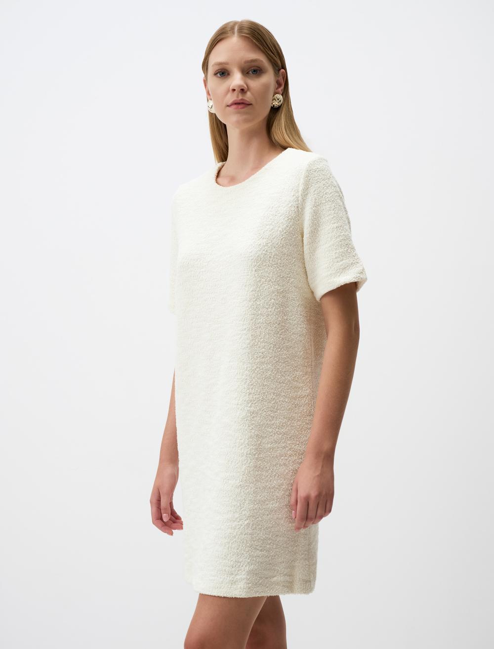 Loose Fit Crew Neck Short-Sleeve Dress - 4WW131721