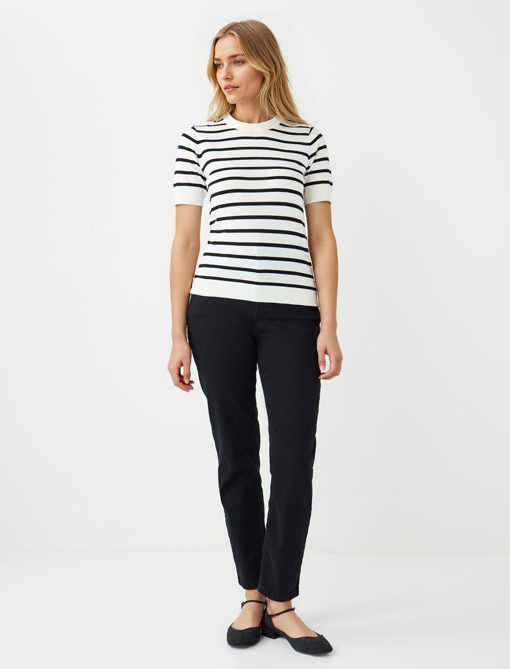 Crew Neck Short-Sleeve Pullover - Striped - 5WW134090004