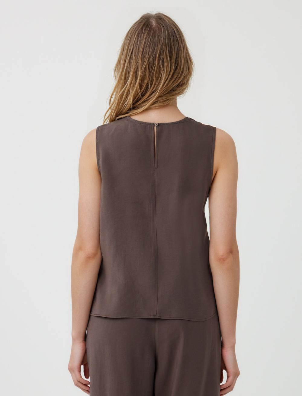 Crew Neck Sleeveless-Sleeve Blouse - 5SW033847
