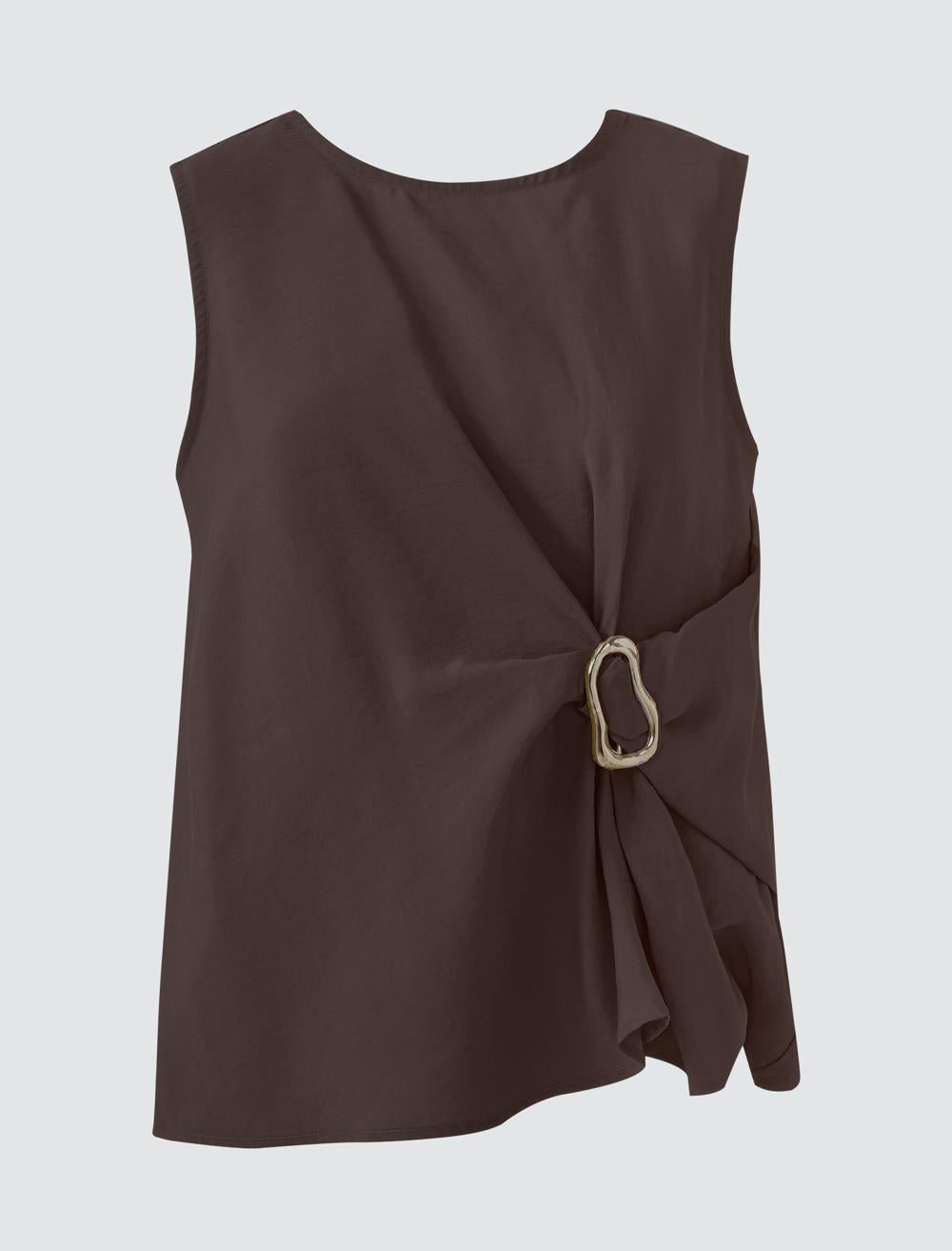 Crew Neck Sleeveless-Sleeve Blouse - 5SW033847
