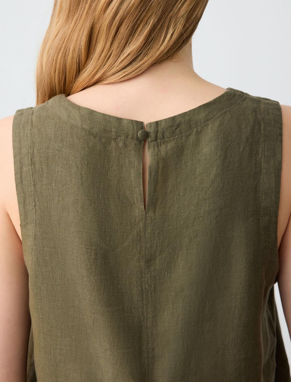 Crew Neck Sleeveless-Sleeve Blouse - 5SW032579
