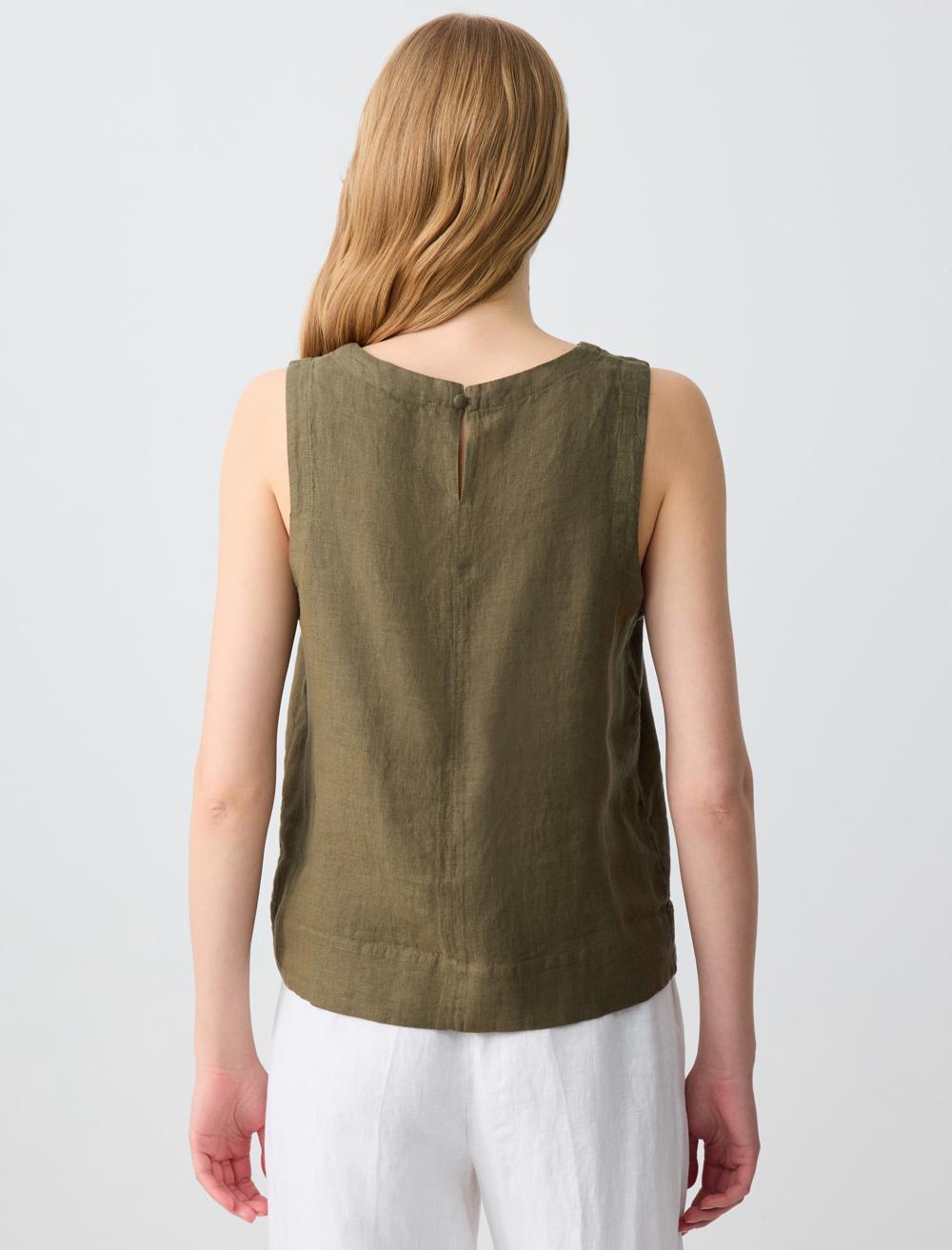 Crew Neck Sleeveless-Sleeve Blouse - 5SW032579