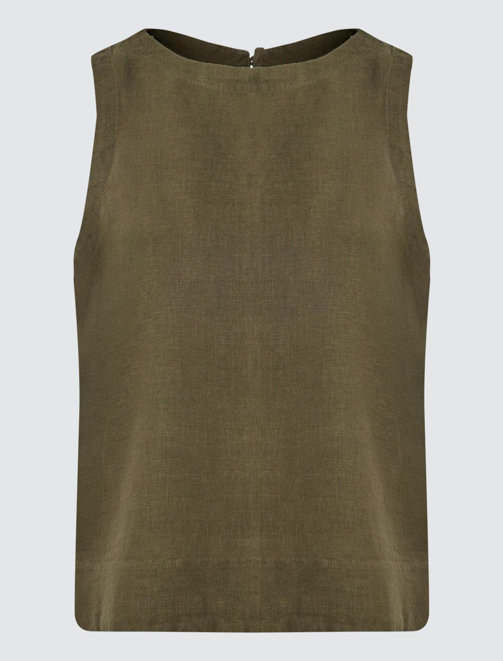 Crew Neck Sleeveless-Sleeve Blouse - 5SW032579