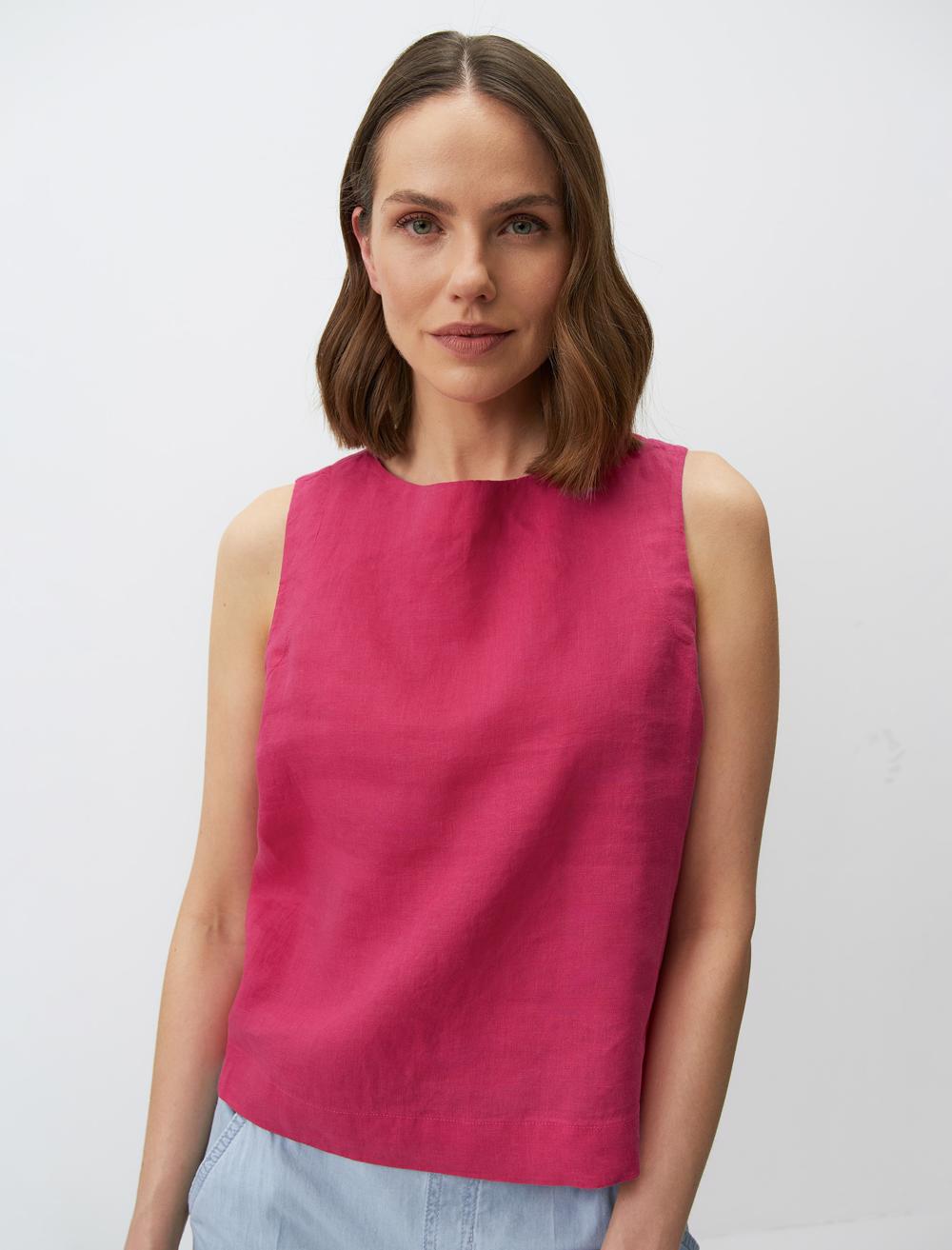 Crew Neck Sleeveless-Sleeve Blouse - 24SB055301