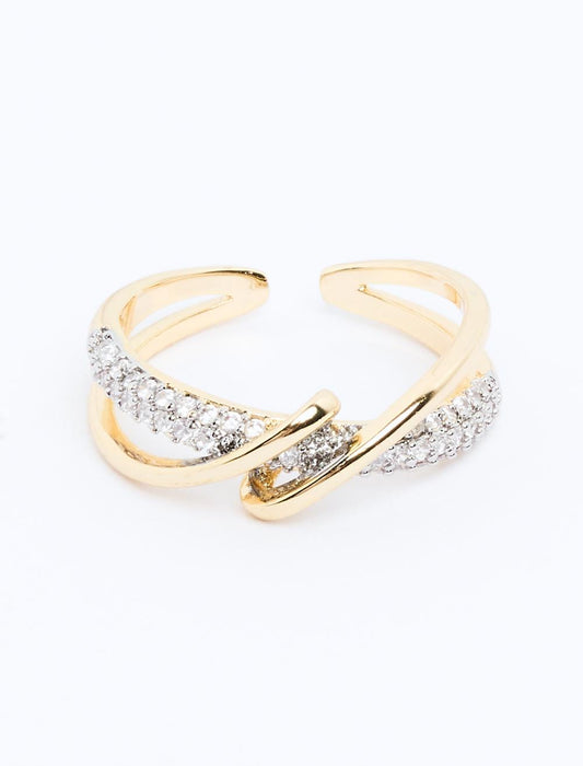 In-Line Brilliant Stone Twisted Ring