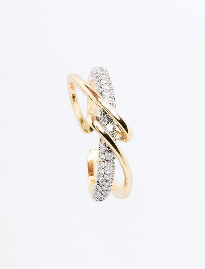 In-Line Brilliant Stone Twisted Ring