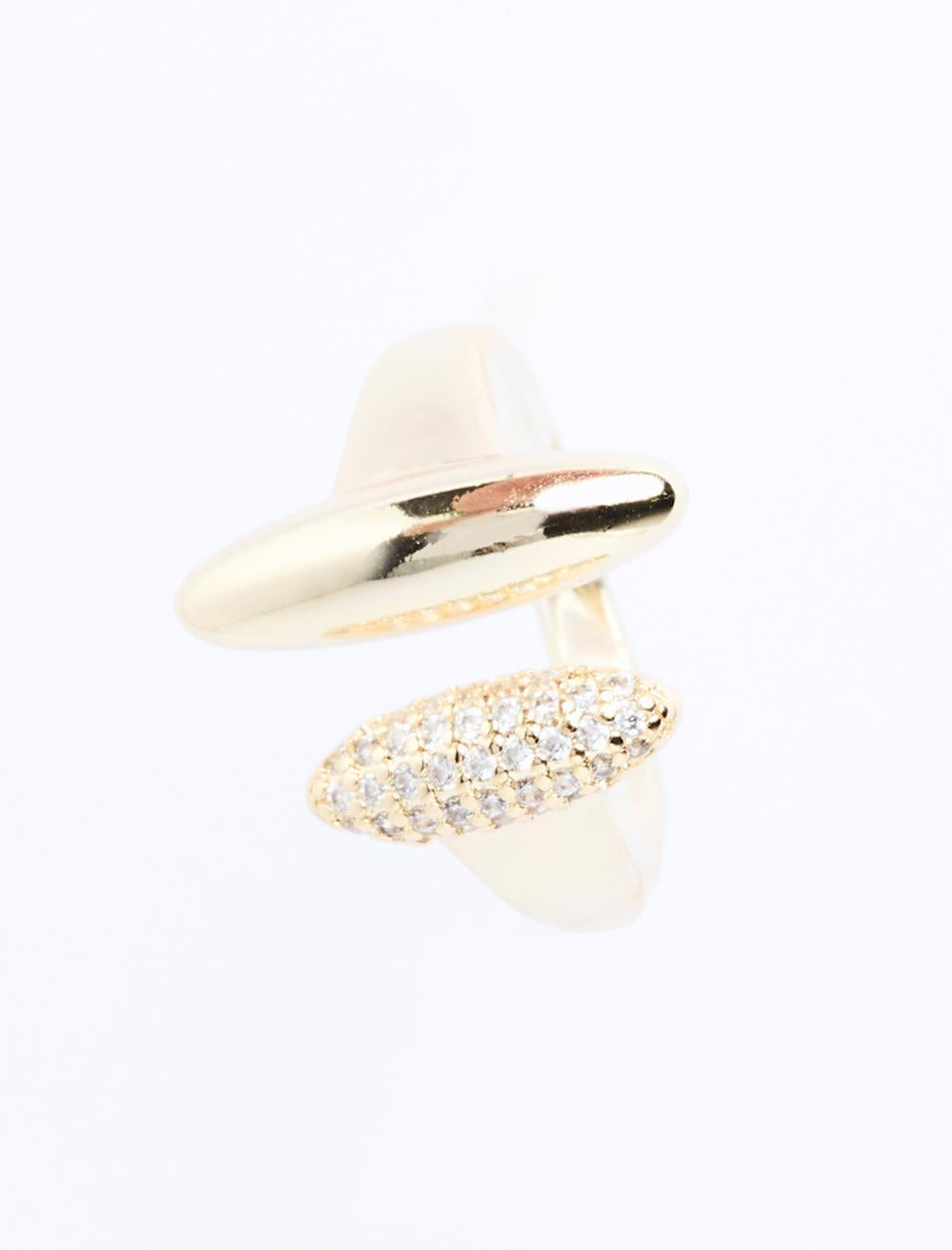 Ring with Geometric Shapes and Shiny Stones