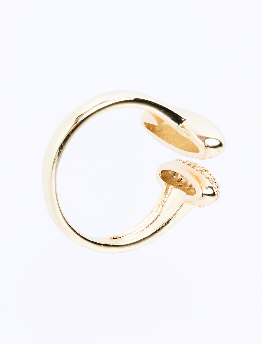 Ring with Geometric Shapes and Shiny Stones